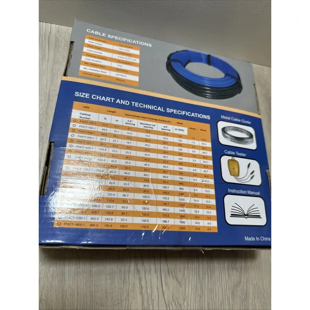 Electric Heated Floor Cable Underfloor Heating System Kit with Cable 10sq Ft